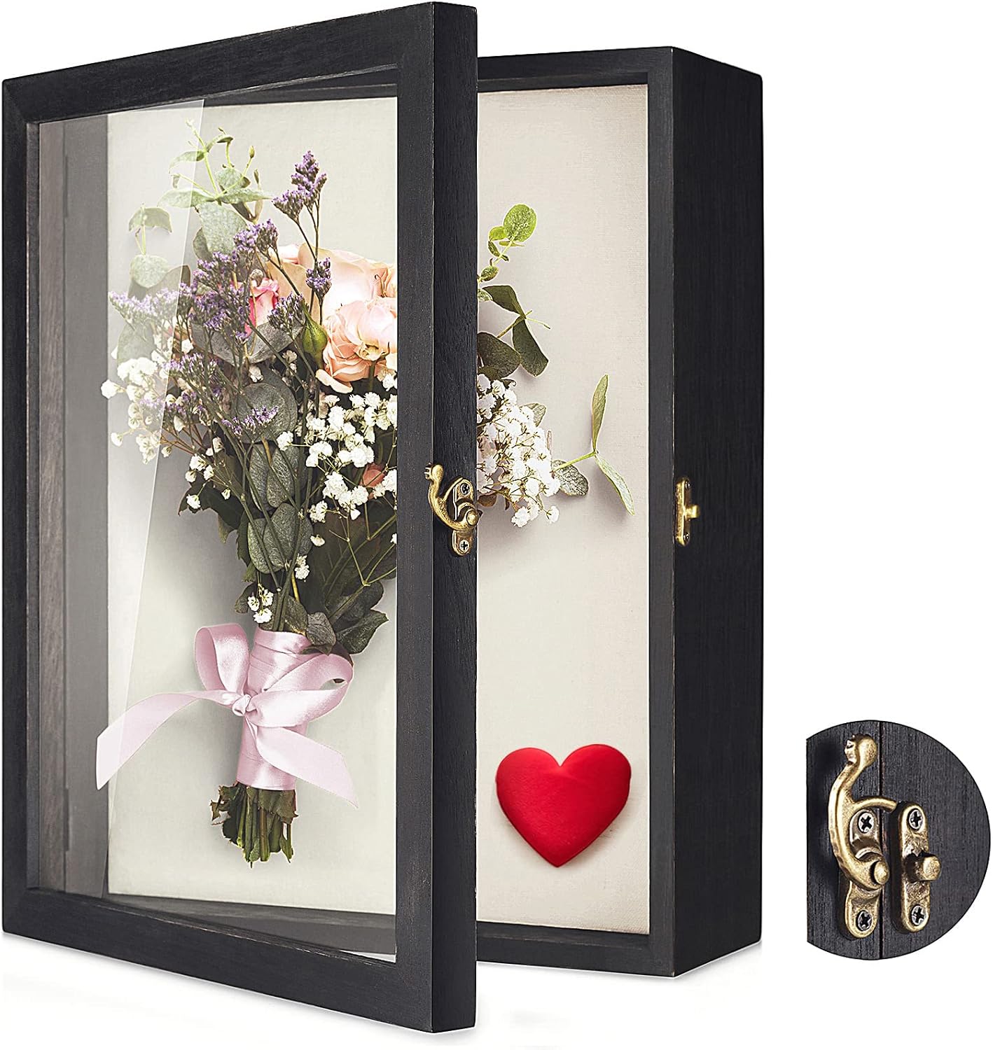 TJ.MOREE Shadow Box Frame 8 x 10 Shadowbox Display Case Picture Frame with Linen Back Memorabilia Bouquet Medals Military Photos Memory Box