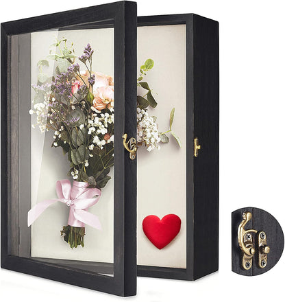 TJ.MOREE Shadow Box Frame 8 x 10 Shadowbox Display Case Picture Frame with Linen Back Memorabilia Bouquet Medals Military Photos Memory Box