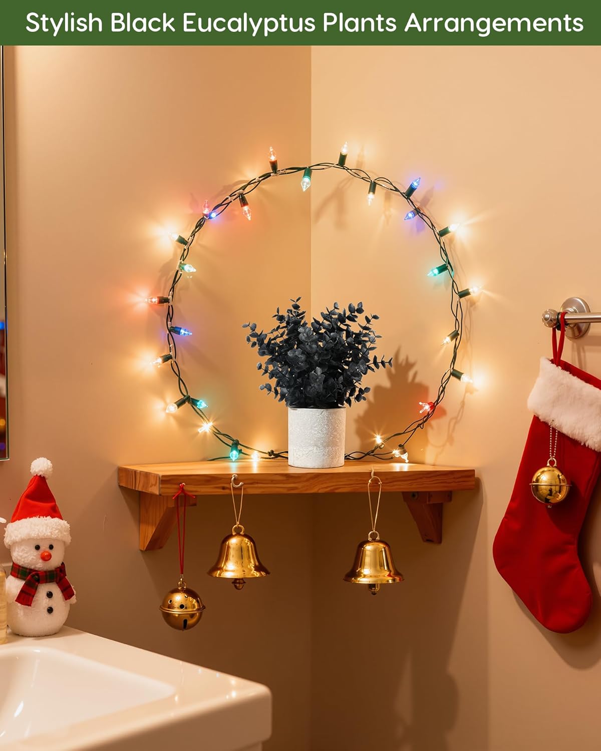 Velener 2 Pcs Small Fake Plants Eucalyptus, Artificial Plants Indoor for Shelf, Potted Eucalyptus Plants for Home/Bathroom/Pottery Barn/Desk/Farmhouse/Coffee Table Decor (Sage Green)