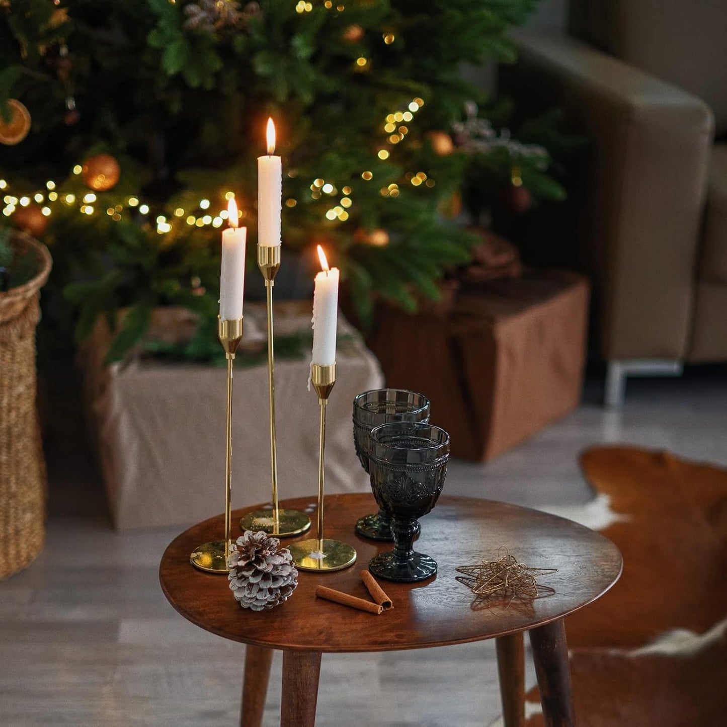 Matte Black Candle Holders Set of 3 for Taper Candles, Decorative Candlestick Holder for Wedding, Dinning, Party, Fits 3/4 inch Thick Candle&Led Candles (Metal Candle Stand)