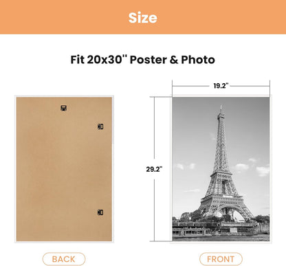 upsimples 24x36 Poster Frame Black 3 Pack, Scratch-Proof Picture Frames 24 x 36 for Photo Gallery - Slide-In Strips, Horizontal or Vertical Wall Mounting