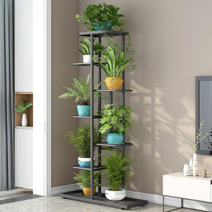 LINZINAR Plant Stand Indoor Outdoor Corner 4 Tier Metal Plant Shelf Patio Plant Rack for Garden Corner Balcony Living Room