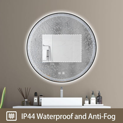 Itrue 12 Inch Small Round Decorative Wall Mirror, HD Silver-Coated Glass with Brushed Black Metal Frame, Minimalist Modern Accent Mirror for Vanity, Narrow Walls, Bathroom, Bedroom & Entryway