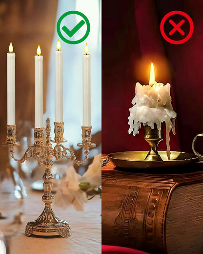 Homemory 2/3/6 Pack Flameless Taper Candles, No Remote, Realistic Flickering Battery Operated Candlesticks, Ivory LED Plastic Candle Safe for Weddings, Table Decor, Christmas, and Halloween(Set of 2)