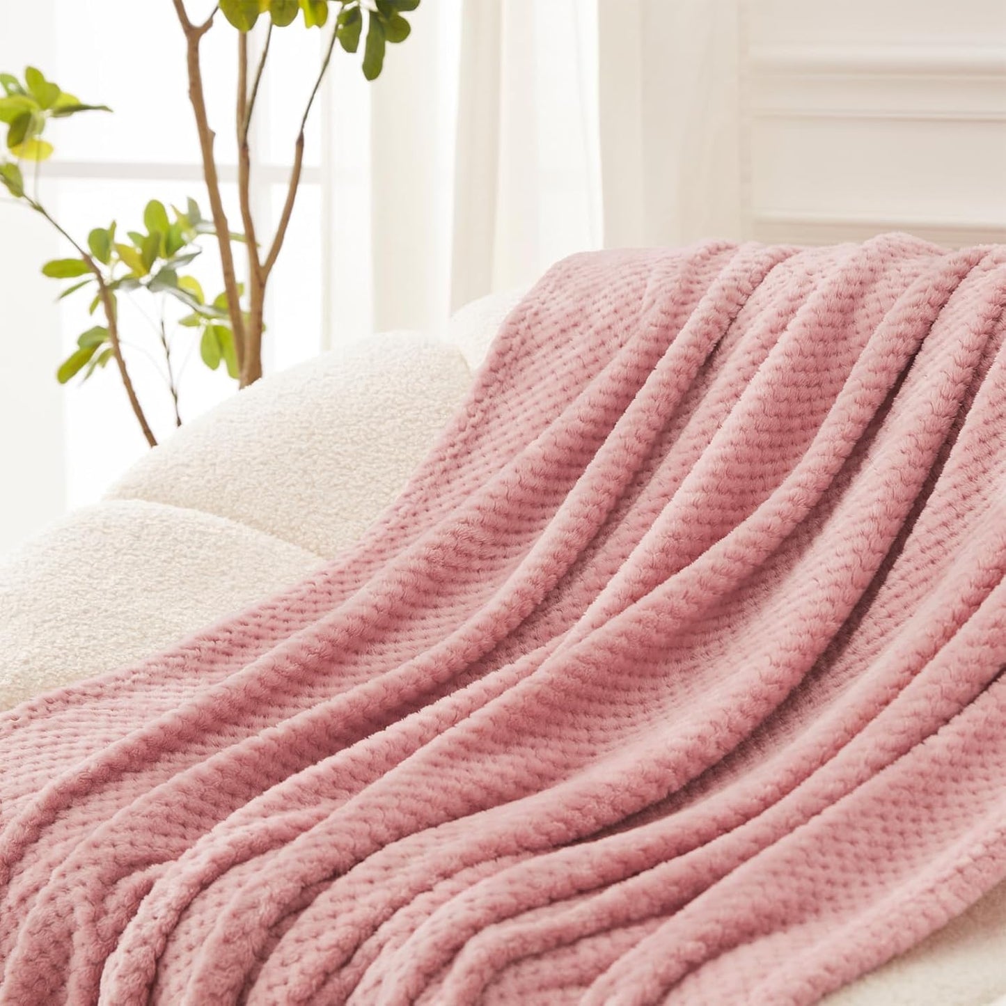 Exclusivo Mezcla Fleece Throw Blanket Extra Large, Super Soft and Warm Blankets for Couch, Sofa and Bed Waffle Textured, Cozy, Fuzzy and Lightweight (Slate Blue, 50x70 Inches)
