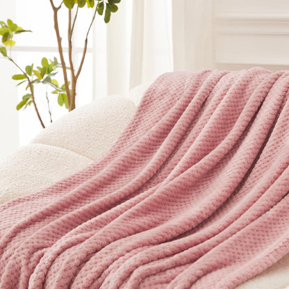 Exclusivo Mezcla Fleece Throw Blanket Extra Large, Super Soft and Warm Blankets for Couch, Sofa and Bed Waffle Textured, Cozy, Fuzzy and Lightweight (Slate Blue, 50x70 Inches)