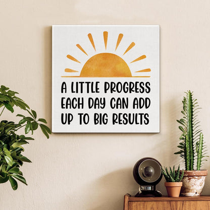 Inspirational Farmhouse Canvas Print Wall Art Decor One Small Positive Thought in the Morning Can Change Your Whole Day Sign Painting Plaque Rustic Home Decoration (8 X 8 Inches, Framed)