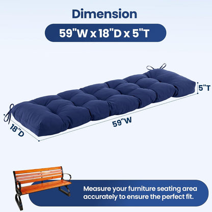 IASEAHK Outdoor Bench Cushion 48x18x5 Inch, Waterproof & Fade-Resistant Patio Furniture Cushions, Tufted Memory Foam Indoor/Outdoor Cushions for Couch Swing with Non-Slip Backing & Straps, Dark Grey