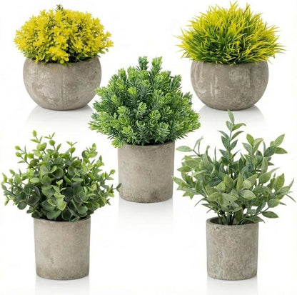 3 Pack Mini Potted Fake Plants Artificial Eucalyptus & Greenery Topiaries with 6 Butterflies,Artificial Plants for Shelf Desk Home Bathroom Farmhouse Room Coffee Table Decor