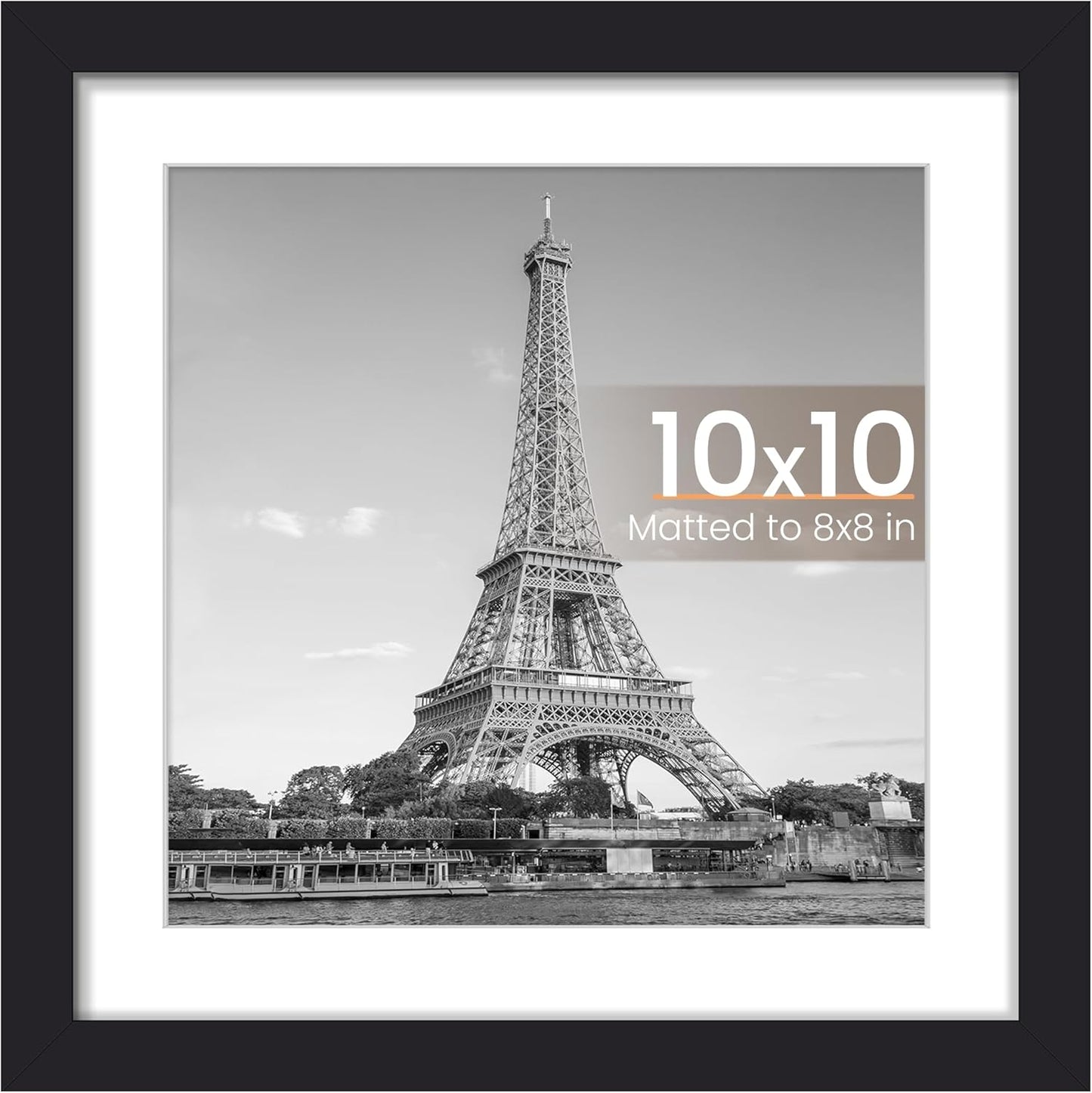 upsimples 8x10 Picture Frame, Display Pictures 5x7 with Mat or 8x10 Without Mat, Wall Hanging Photo Frame, Black, 1 Pack - Colors A