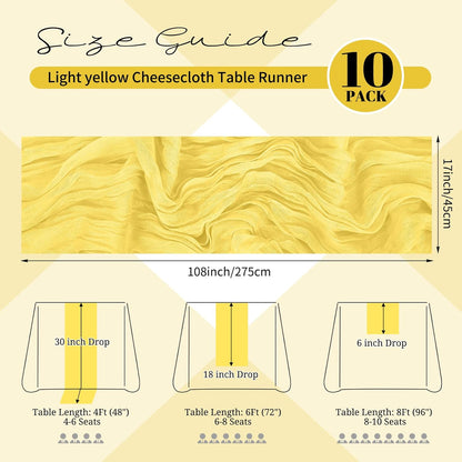 10 Pack Beige Cheesecloth Table Runner 17x108 Inch Boho Gauze Cheese Cloth Table Runners for Wedding Party Baby Shower Birthday Home Decor