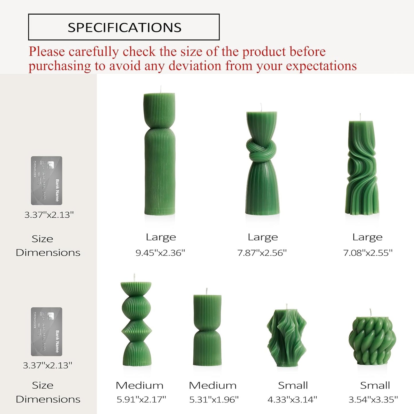 7-Pack Pillar Candles - Soy Wax Handmade Ribbed Candles for Home Decor, Housewarming Gift, Shelf & Table Decor - Aesthetic Modern Candles Set (White)