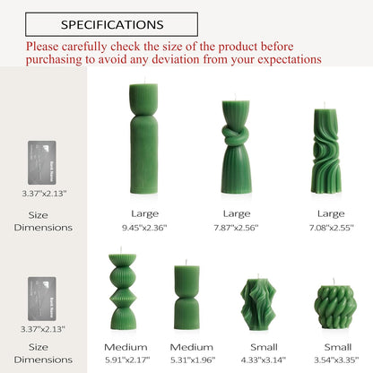 7-Pack Pillar Candles - Soy Wax Handmade Ribbed Candles for Home Decor, Housewarming Gift, Shelf & Table Decor - Aesthetic Modern Candles Set (White)