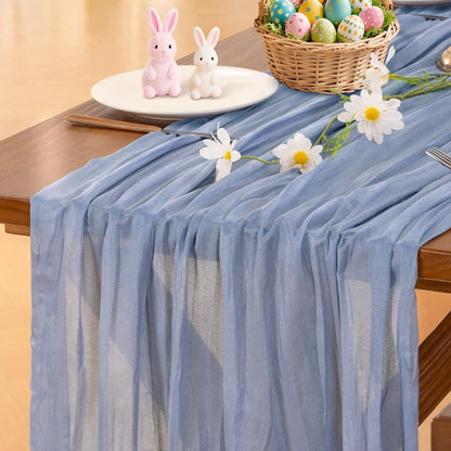 Socomi 3pcs Sage Green Cheesecloth Table Runner Summer Boho Rustic Gauze 120 inch 10FT Cheese Cloth Sheer Runner for Wedding Party Baby Shower Home Decor Holiday Decorations