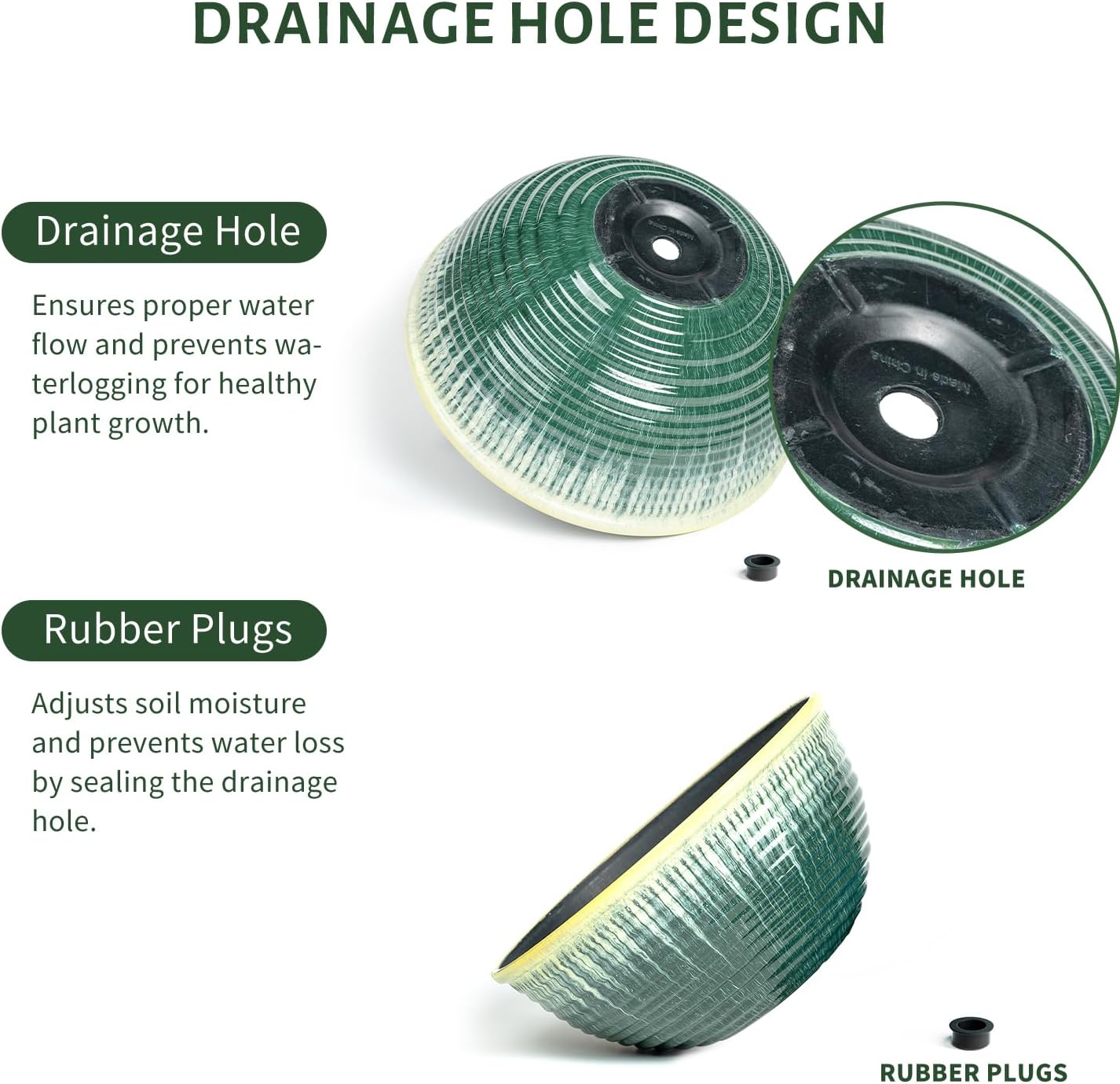 12 inch Large Hanging Planters for Indoor Outdoor Plants, Set of 2 Glazed Hanging Flower Pots with Drainage Hole, Hanging Baskets for Garden Home Porch Decor