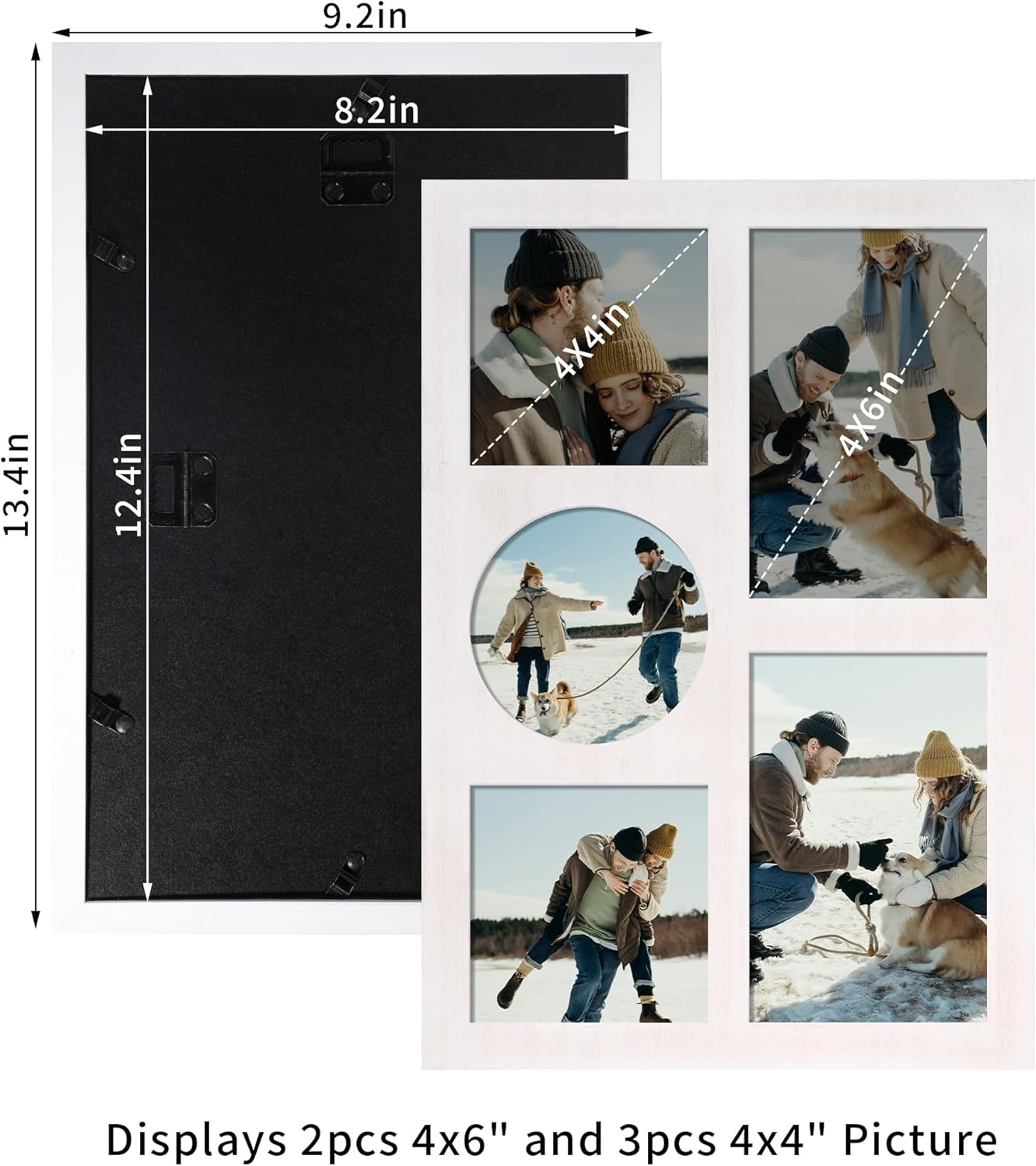 YESKAY 4x6 Picture Frame Collage for Wall Decor, Multiple Photo Collage Frames with Tempered Glass, 7-Opening for 4 x 6 Picture Frames, Rustic Brown, 1 Pack