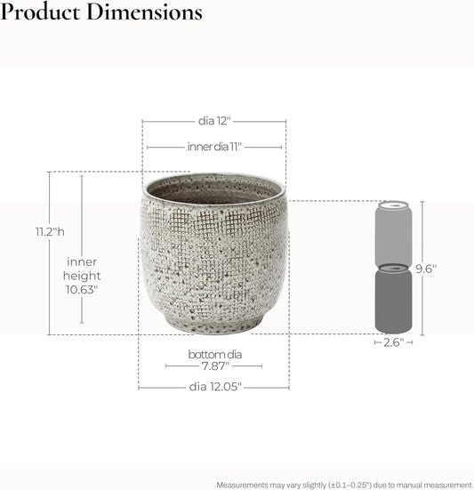 LuxenHome 15.75" Dia Large Ceramic Pots for Plants, Blue Glazed Planters for Outdoor Plants, Round Indoor Flower Pots with Drainage Hole and Rubber Plug for Home Garden Patio