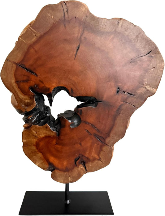 Irregular Handcarved Root Wood Sculpture, Wood Tabletop Abstract Standing Sculpture for Home Decor Natural Edge Tabletop Statue Tree Stump - Small (W7.75in x H11in)