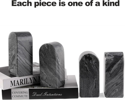 Koville African Natural Marble Bookends for Shelves, Non-Slip Book Ends, 13LBS Ultra Heavy Duty Marble Book Holder Organizer, Apartment Decor for Movies/CD/Video Games(Namib Fantasy)