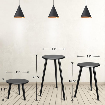 Uneedem Wood Mid Century Plant Stand for Indoor Plants, Modern Table, Tall Holder for Flower Pots, Small Round Side/End Table(A2 White, High: 16.5")