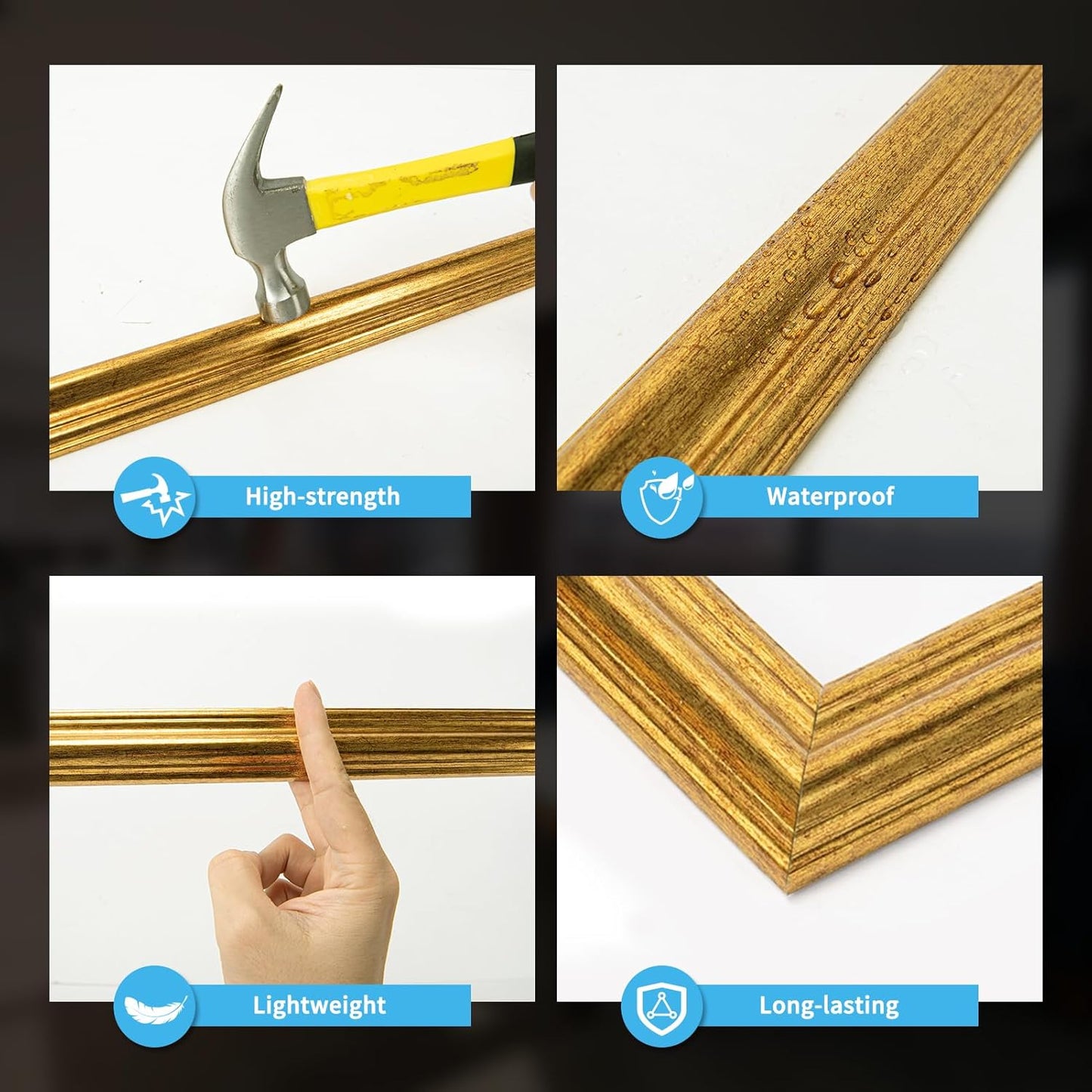 Art3d Pre-Cut Wall Molding Set of 6 pcs, Ready-to-Assemble Wainscoting Panels for Interior Wall Décor Living Room Bedroom Accent Wall - Installed with Glue, 3 Top 3 Bottom