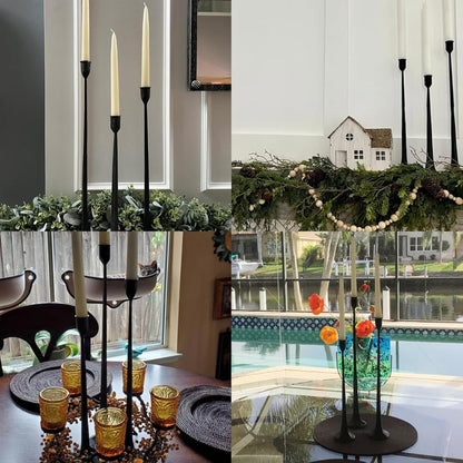 Denique Iron Taper Candle Holder Set of 3, Gold Candlestick Holders Decorative Candle Stand, Tapered Candle Holders Tall Set for Wedding, Dining Table, Home Decoration (Gold)