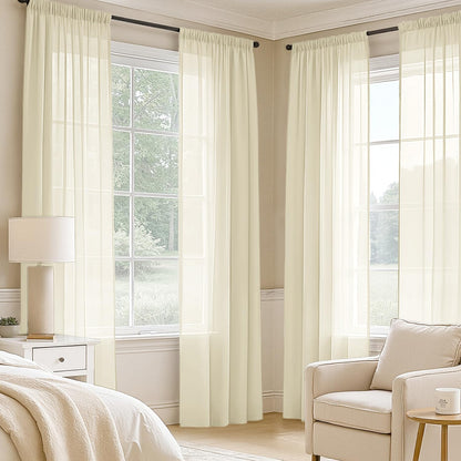 MIULEE White Sheer Curtains 84 Inches Long, 4 Panels Set, Light Filtering Rod Pocket Voile Drapes for Living Room and Bedroom, Airy Soft Fabric Window Treatments, 42 x 84 Inches