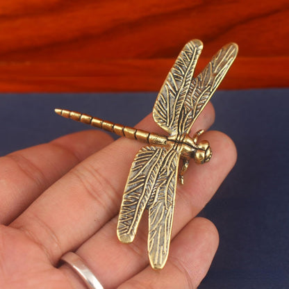 Dragonfly Sculpture - Handmade Metal Dragonfly Figurine with Wings for Study & Office