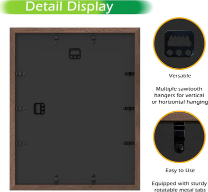 FrameWorks 11” x 14” Dark Oak Wooden Shadow Box Frame – Display Case with Soft Felt Back, Memory Box with Tempered Glass, Display Box with Elegant White Ball Push Pins, Wooden Flower Box