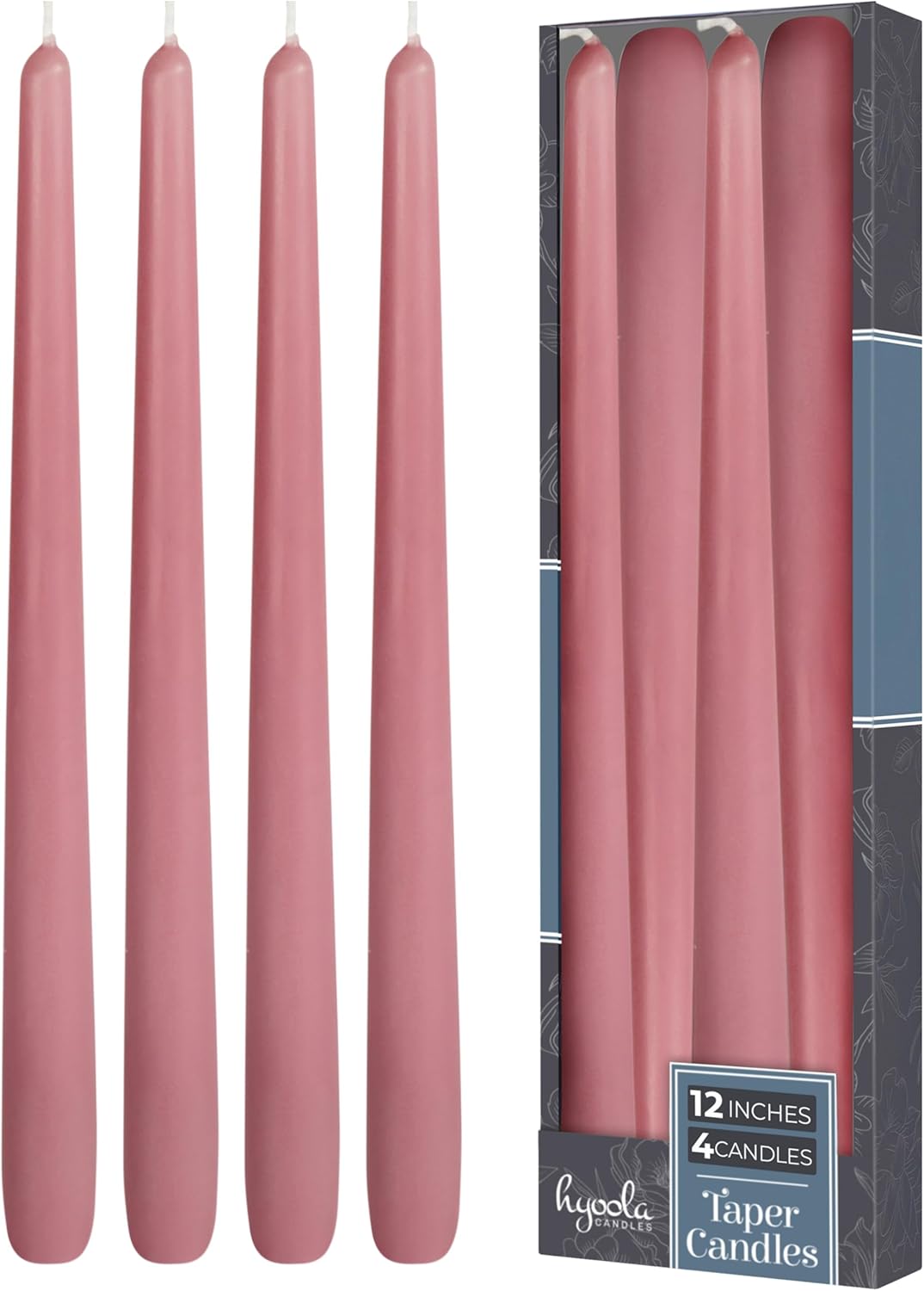 Hyoola Tall Taper Candles - 10 Inch Metallic Gold Unscented Dripless Taper Candles - 8 Hour Burn Time - 4 Pack