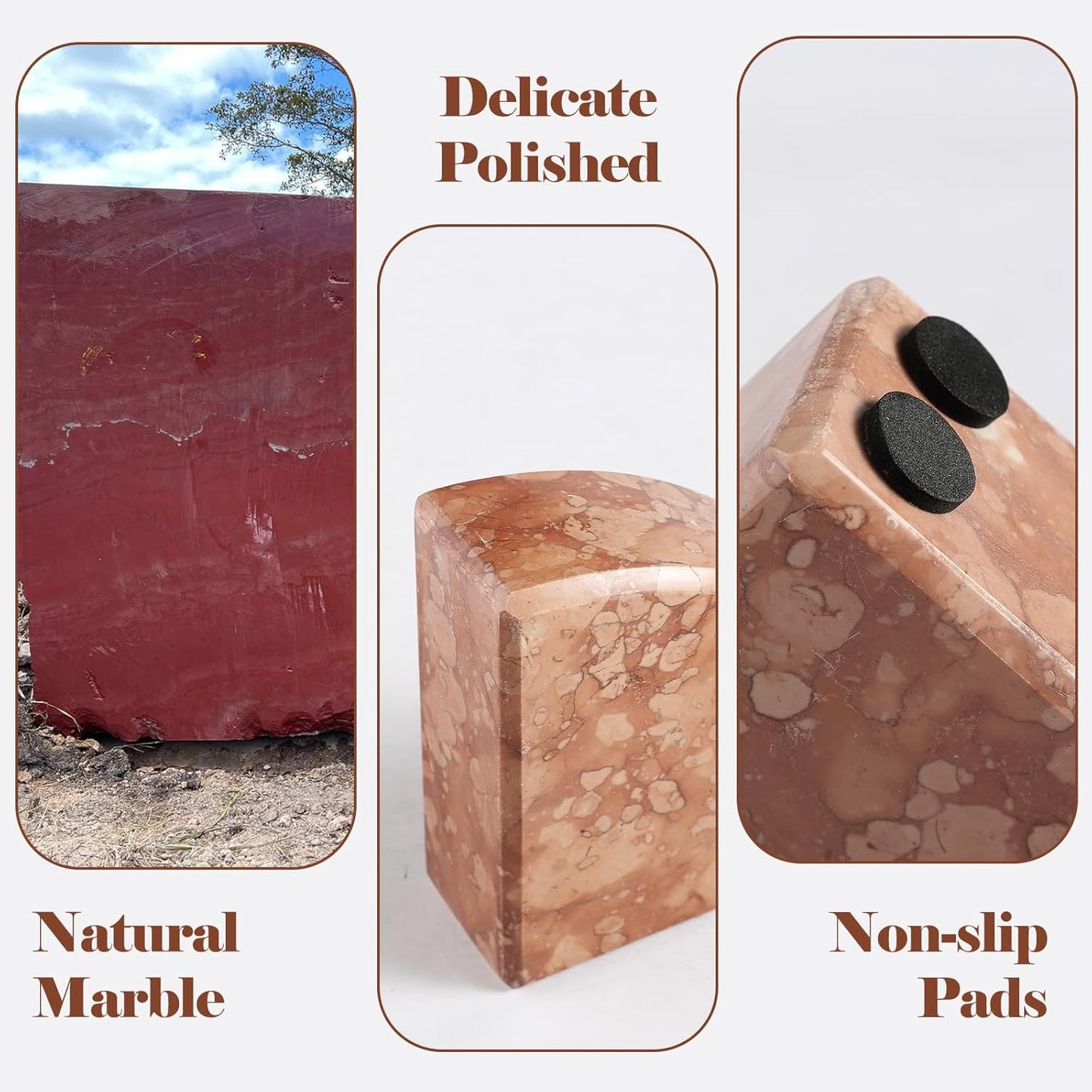 Karibiber Travertine Bookends for Heavy Books, Marble Decorative Bookends for Shelves, Heavy-Duty Stone Book Ends for Hardback Book & Cookbooks, Unique Book Stopper & Holder, Travertino Italy