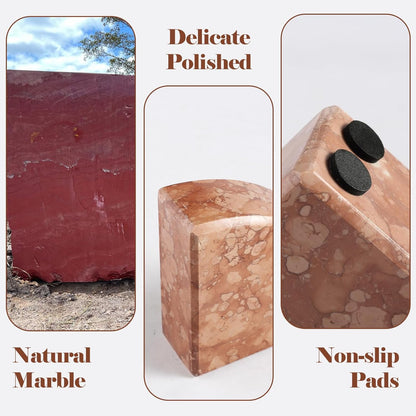 Karibiber Travertine Bookends for Heavy Books, Marble Decorative Bookends for Shelves, Heavy-Duty Stone Book Ends for Hardback Book & Cookbooks, Unique Book Stopper & Holder, Travertino Italy