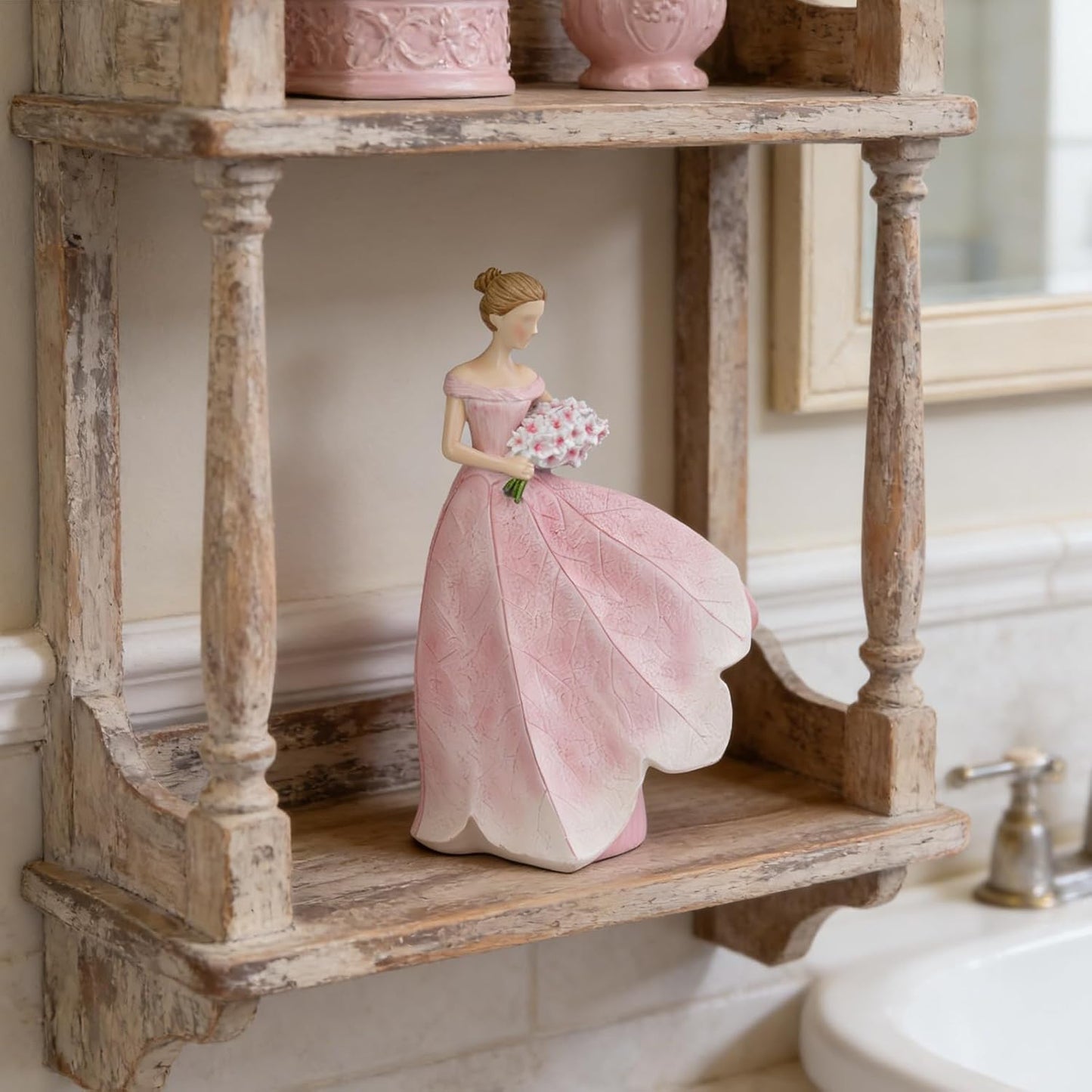 Guichifun Fairy Statue Collection Home Decoration - Leaf Angel Girls Resin Modern Table Decor for Living Room Office Sculpture Decor for Women Indoor Rustic Figurines Gift 5 x 3 x 7.5 Inch