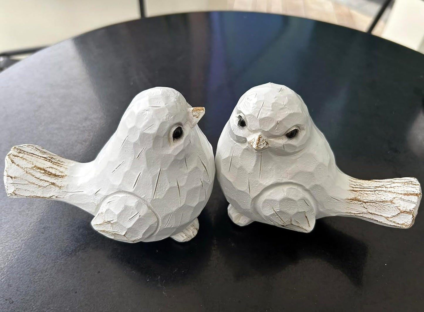 New White Modern Farmhouse Bird Figurine, Bird Statue Sculpture - Carved Rustic Distressed Animal Bird Ornaments - Home Decor Accents Collectible Bird Figurine | Spring