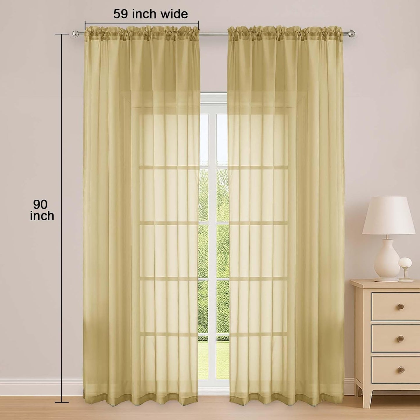 OWENIE Sheer Curtains 84 inches Long 2 Panels Set for Living Room/Bedroom, Rod Pocket Voile Sheer Panel Drapes, White, 2pcs, Each 42" W x 84" L - Colors B