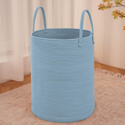 JMvicyroam Large Woven Laundry Basket Hamper,60L Cotton Rope Storage Bin for Blankets,Toys and Clothes,Decorative Tall Nursery Hamper for Living Room,Baby Nursery,Bathroom and Bedroom,Brown