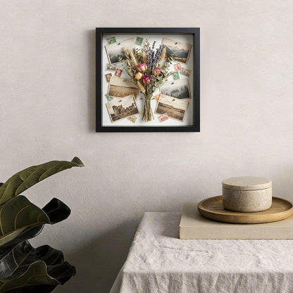 8x8 Shadow Box Frame | Soft Linen Back & Push Pins Included, Polystyrene Glass Memory Display Case for Flowers, Tickets & Cherished 3D Items, White