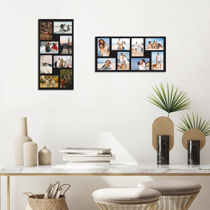 YESKAY 4x6 Picture Frame Collage for Wall Decor, Multiple Photo Collage Frames with Tempered Glass, 7-Opening for 4 x 6 Picture Frames, Rustic Brown, 1 Pack