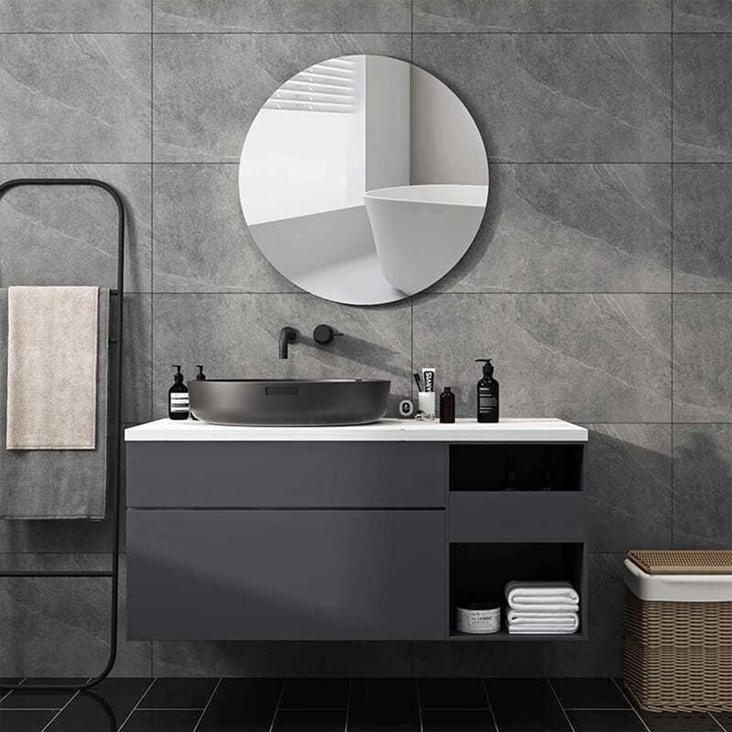 12'' Round Wall Mirror Tiles High Clear Reflecticon Self Adhesive Acrylic Mirror Sheets Circle Stickers for Bathroom, Bedroom, Door, Home Decor