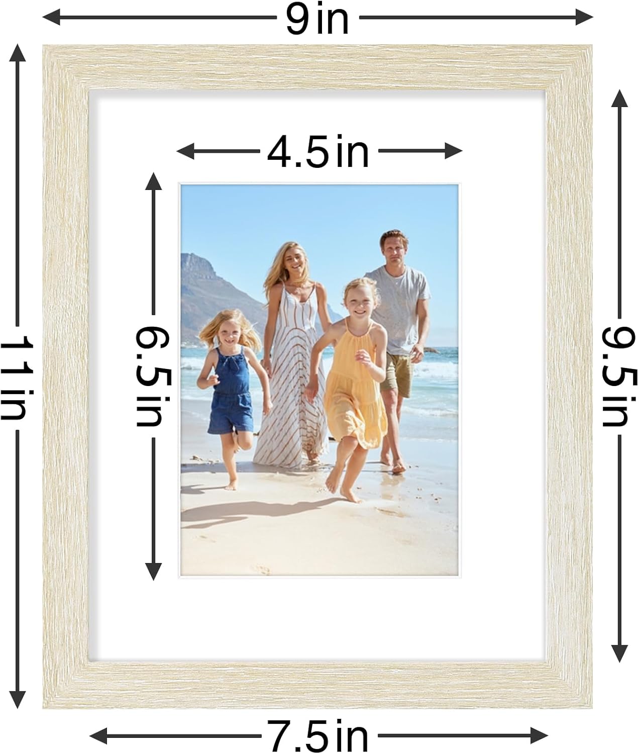 Vittanly 8x10 Picture Frames Set of 9, Shatter Resistant Plexiglass, Display 5x7 Pictures with Mat or 8x10 without Mat, Photo Frames for Wall or Tabletop, Engineered Wood, Black - Colors A