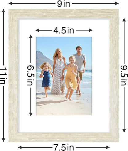 Vittanly 8x10 Picture Frames Set of 9, Shatter Resistant Plexiglass, Display 5x7 Pictures with Mat or 8x10 without Mat, Photo Frames for Wall or Tabletop, Engineered Wood, Black - Colors A
