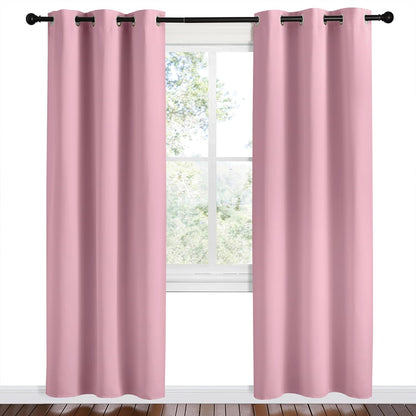 NICETOWN Halloween Pitch Black Solid Thermal Insulated Grommet Blackout Curtains/Drapes for Bedroom Window (2 Panels, 42 inches Wide by 63 inches Long, Black) - Colors A