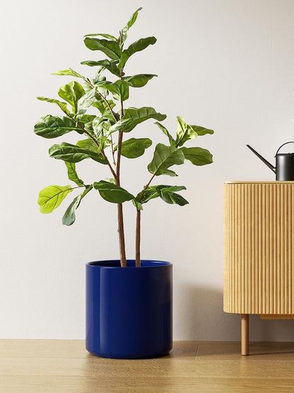 LE TAUCI 12 Inch Pot for Plants, Ceramic Planters for Indoor Plants, Mid-Century Modern Cylinder Flower Pots with Drainage Hole, Fits Fiddle Leaf Fig & Monstera, Home Decor, White
