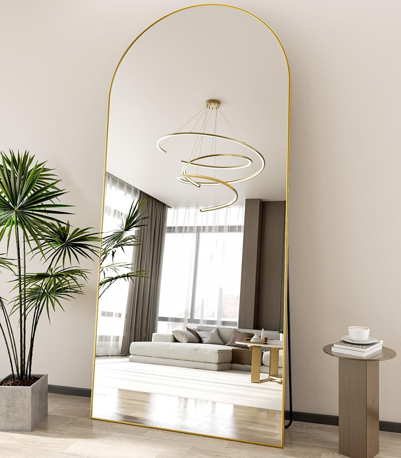 Koonmi 30"x71" Arched Full Length Mirror, Gold Large Floor Mirror with Aluminum Alloy Frame, Standing Hanging or Leaning Wall-Mounted Full Body Mirror for Living Room and Bedroom