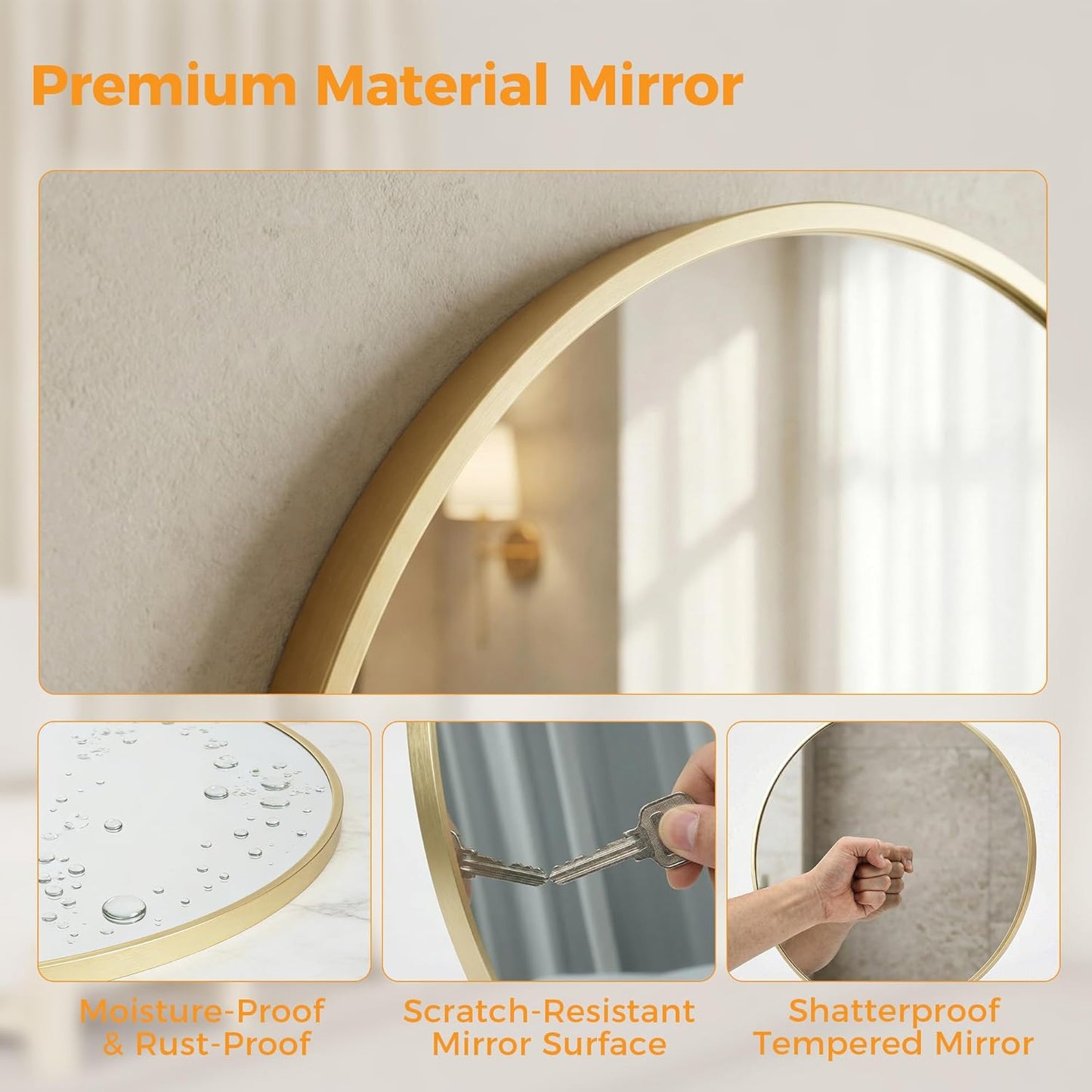 OLIXIS Arched Bathroom Mirror for Over Sink, 34x32 Inch Wall Mirror Arched Rounded Rectangle, Modern Wall Mount Vanity Mirror with Matte Metal Deep Framed, for Home Decor, Living Room, Black