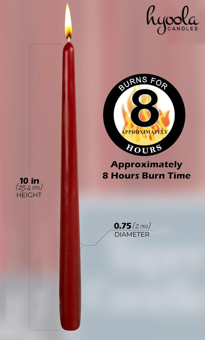 Hyoola Tall Taper Candles - 10 Inch Metallic Gold Unscented Dripless Taper Candles - 8 Hour Burn Time - 4 Pack