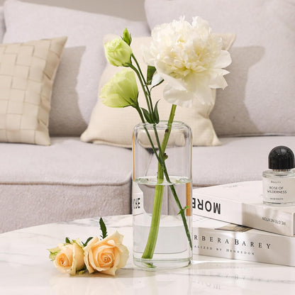 ComSaf Glass Cylinder Vases, Bud Vase for Centerpieces, 8 Inch Tall Ribbed Vase Hurricane Floating Candle Holder, Decorative Flower Vases for Wedding Reception, Home Decor, Housewarming Gift (Clear)