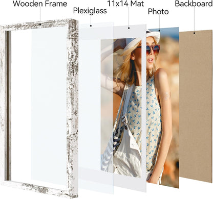 Vittanly 11x14 Picture Frame, Display Pictures 8x10 with Mat or 11x14 without Mat, Photo Frame for Wall Mounting, Black, 1 Pack - Colors B
