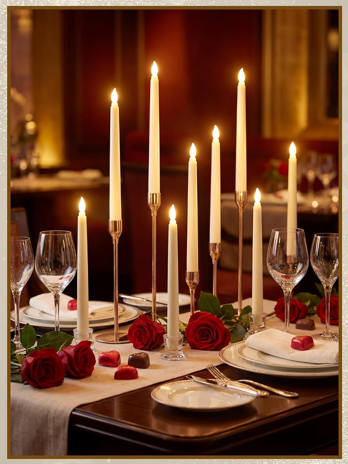 Treela 24 Pcs Flameless Taper Candles Battery Operated Bulk Fake Candles Light LED Candle Sticks Flickering Tapered for Easter Wedding Anniversary Decoration(Basic,11 Inch,Ivory)