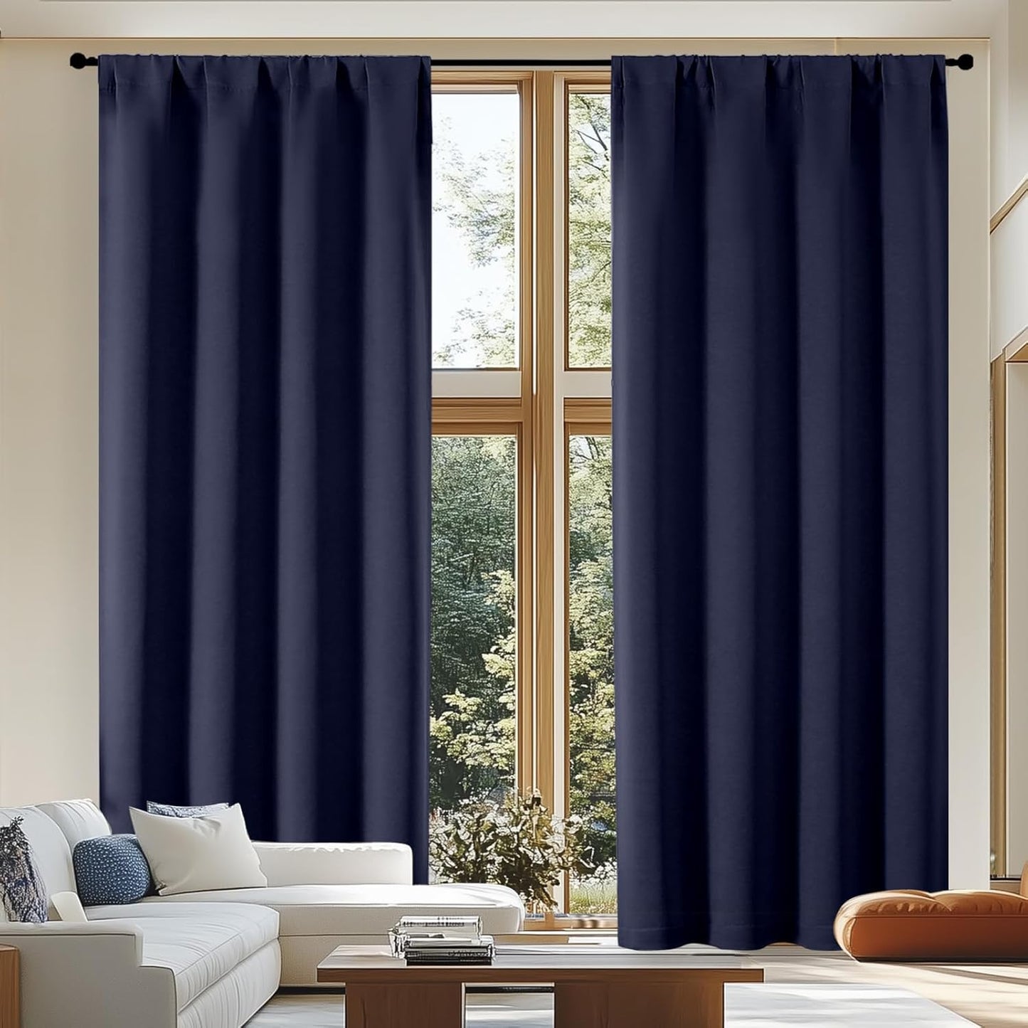 Simplebrand Ava Sage Green Blackout Curtains for Bedroom 63 Inch Length 2 Panels Set, Solid Thermal Insulated Energy Saving Rod Pocket Window Treatment Curtains Blackout Drapes, W40 x L63 Inch, Sage - Colors B